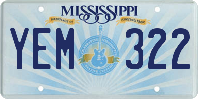 MS license plate YEM322