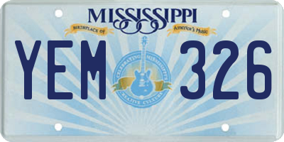 MS license plate YEM326