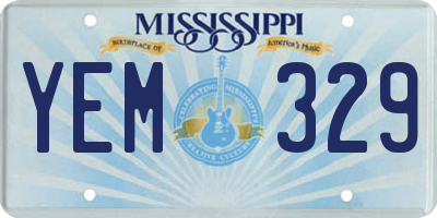 MS license plate YEM329