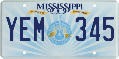 MS license plate YEM345