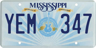MS license plate YEM347