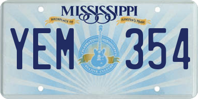 MS license plate YEM354