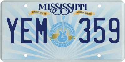 MS license plate YEM359