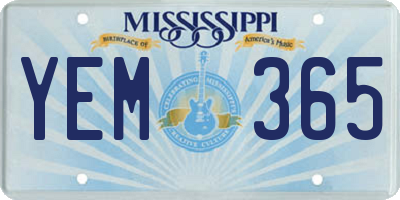MS license plate YEM365