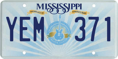 MS license plate YEM371