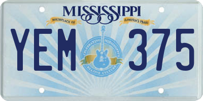 MS license plate YEM375