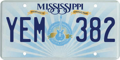 MS license plate YEM382