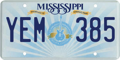 MS license plate YEM385