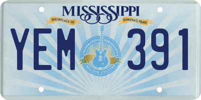 MS license plate YEM391