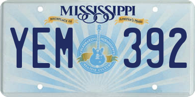 MS license plate YEM392