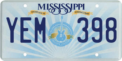 MS license plate YEM398