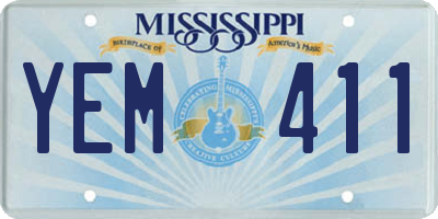 MS license plate YEM411