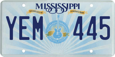 MS license plate YEM445