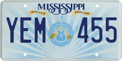 MS license plate YEM455
