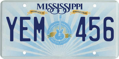 MS license plate YEM456