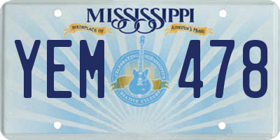 MS license plate YEM478