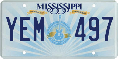 MS license plate YEM497