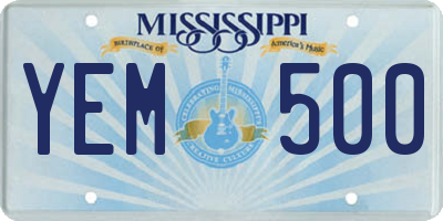 MS license plate YEM500