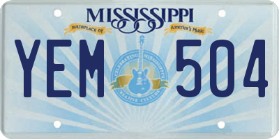 MS license plate YEM504