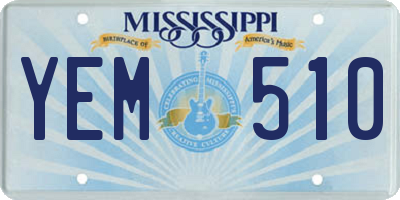 MS license plate YEM510