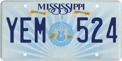 MS license plate YEM524