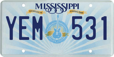 MS license plate YEM531