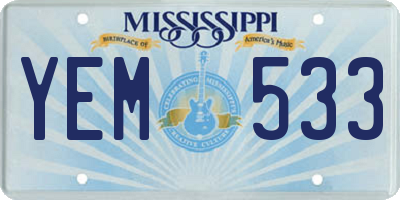 MS license plate YEM533