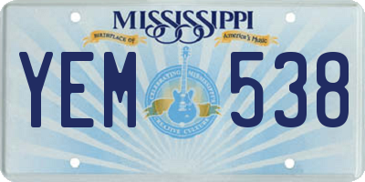 MS license plate YEM538
