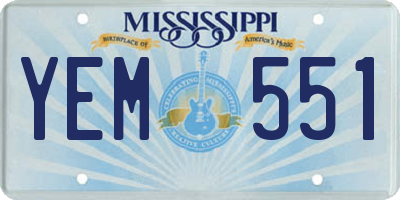 MS license plate YEM551