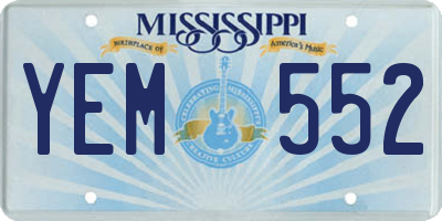 MS license plate YEM552