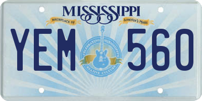 MS license plate YEM560