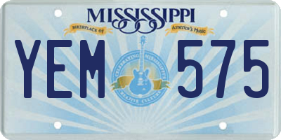 MS license plate YEM575