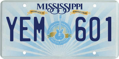 MS license plate YEM601