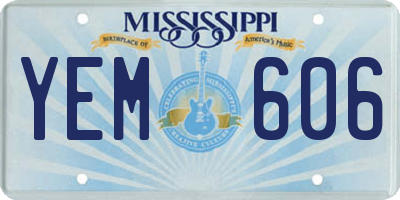 MS license plate YEM606