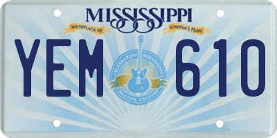 MS license plate YEM610