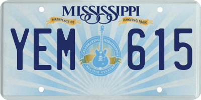 MS license plate YEM615