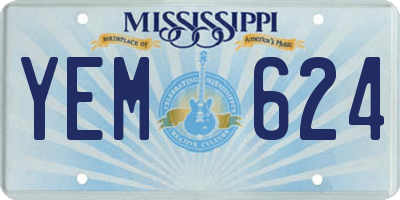 MS license plate YEM624
