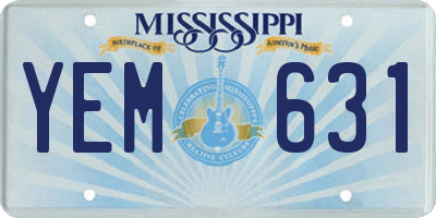 MS license plate YEM631
