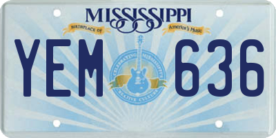MS license plate YEM636