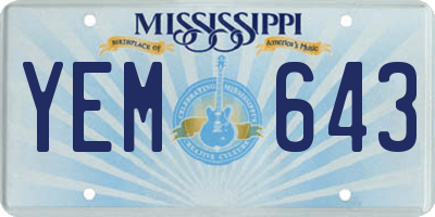 MS license plate YEM643
