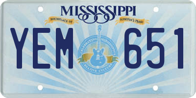 MS license plate YEM651