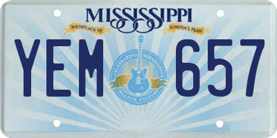 MS license plate YEM657
