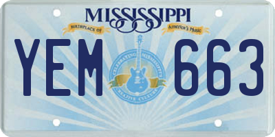 MS license plate YEM663