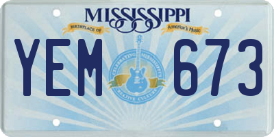 MS license plate YEM673