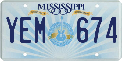MS license plate YEM674