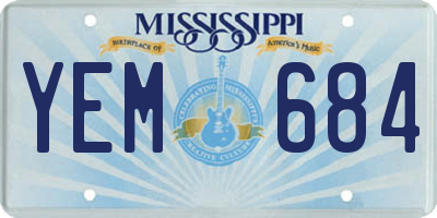 MS license plate YEM684