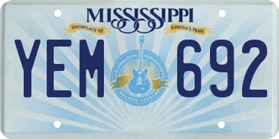 MS license plate YEM692