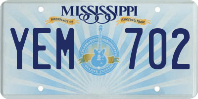 MS license plate YEM702
