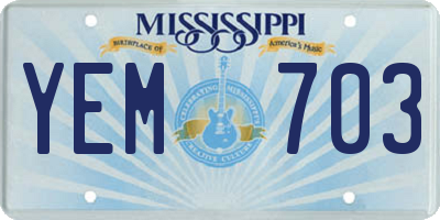 MS license plate YEM703
