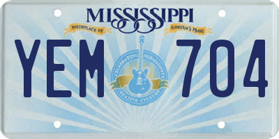 MS license plate YEM704